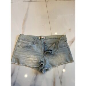 No‎ Boundaries Womens Light Wash Denim Jean Shorts Raw Hem Size 7/9 30 Waist